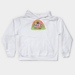 Vintage 80s Girls Gang Rainbows Garden Kids Hoodie